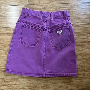 Vintage 80's GUESS Denim Purple High Rise Jean Skirt Women's 00